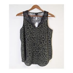 Express Lace Cami Womens XS Green Black Leopard Print Tank Satin Y2K Lingerie